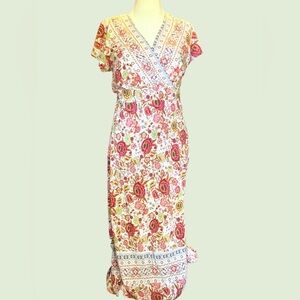 COPY - Prettygarden Floral Chinoisserie Print Wrap Maxi Dress EUC